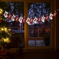 thumbnail image 3 of Red and White Christmas Polyester Banner with 5.11 Inch Letters, Xmas Stocking Shapes, Merry Christmas Pre-Assembled Holiday Garland for Party Home Celebration, 3 of 5