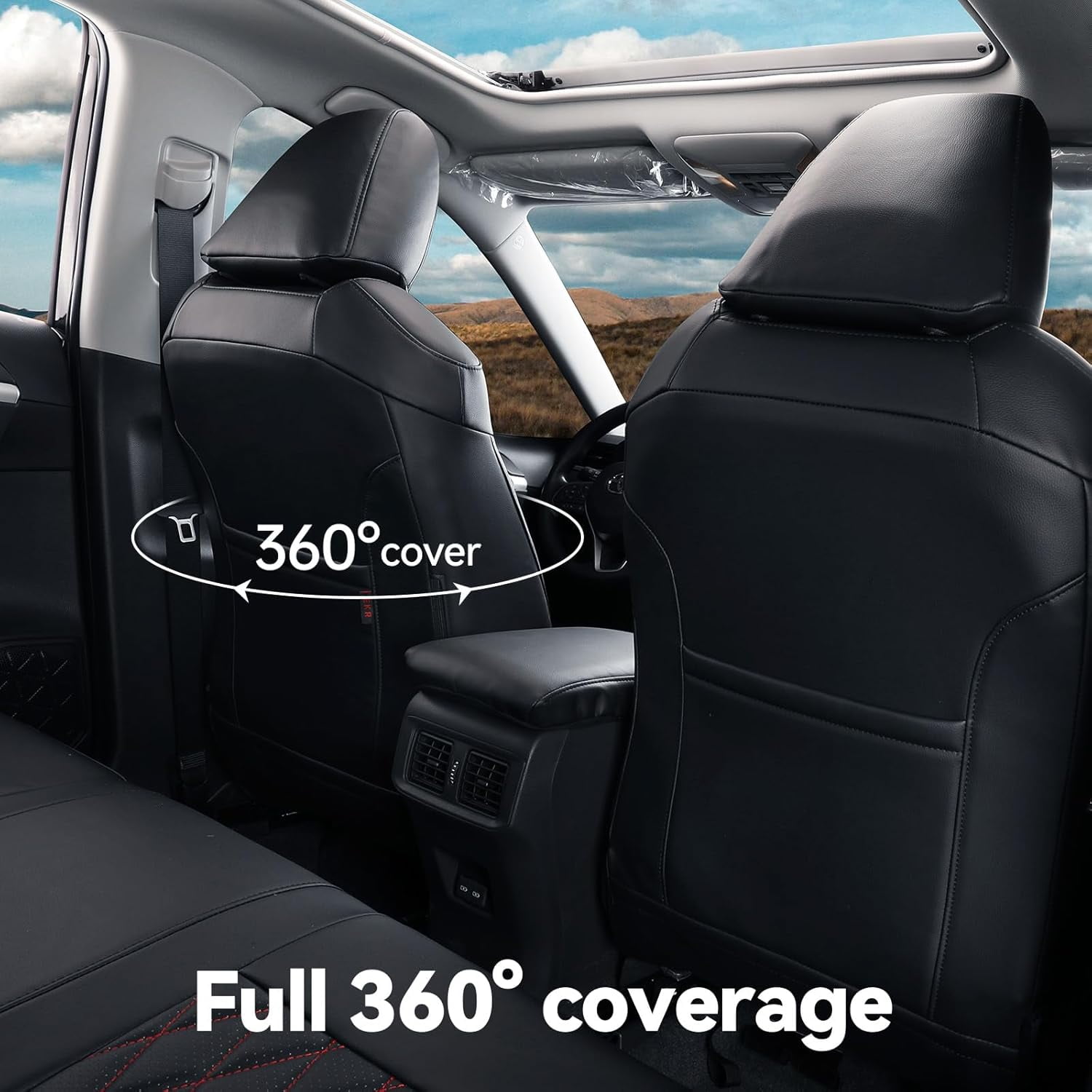 Coverdream Custom Fit CRV Car Seat Covers for 2017 2018 2019 2020 2021 2022 Honda CRV LX,EX,SE,EX-L,Touring,Hybrid - Breathable Leather Auto Seat Covers(Black/Gray,Full Set)