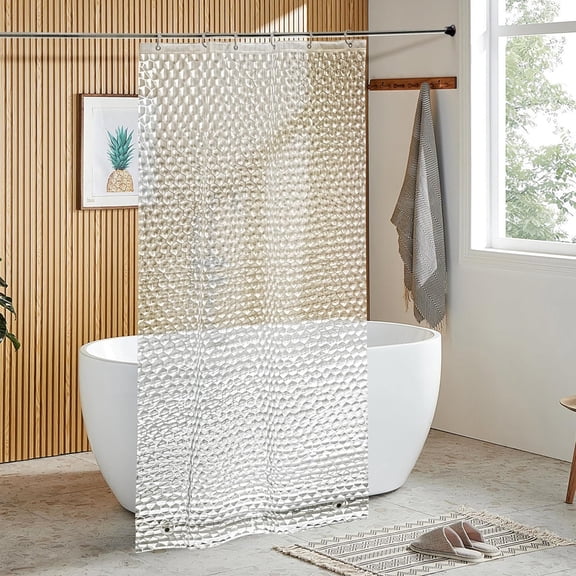 AUQ Clear Shower Curtain with Water Cube, Water-Repellent Liner with 3 Magnets for Bathroom, 36X72 Inches Stall Shower Curtain