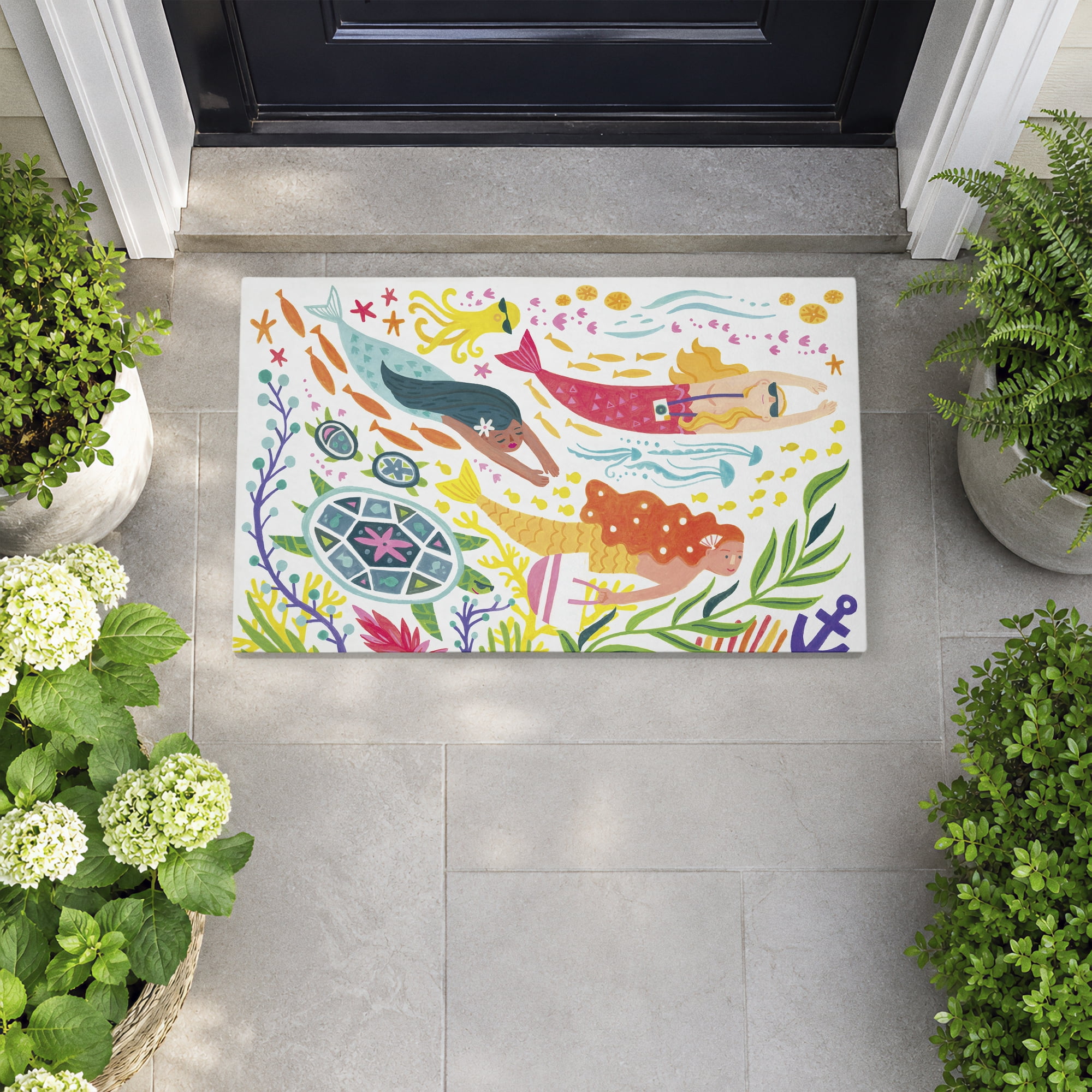 Stupell Industries Swimming Mermaids & Merman Printed Outdoor Door Floor Mat, design by Irene Chan