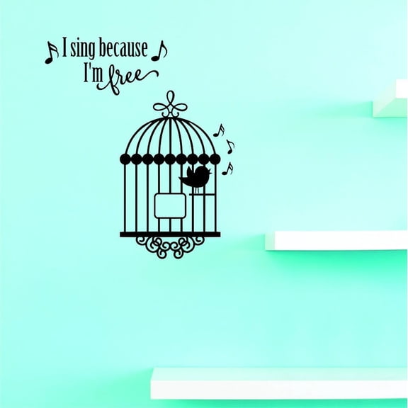 Custom Decals I Sing Because Im Free Wall Art Size: 16 X 24 Inches Color: Black