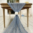 thumbnail image 6 of Wrapables 10Ft Bohemian Cheesecloth Gauze Table Runner for Rustic Weddings, Parties, Home Decor, 1pc Dusty Blue, 6 of 6