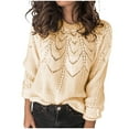 thumbnail image 1 of Yuyuzo Pull Femme Manches Longues Col Rond Hauts Tricotés Hiver Automne Décontracté Couleur Unie Pulls Blouse, 1 of 5