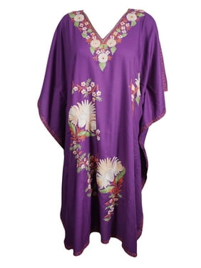 Mogul Unique Handmade Embroidered Kimono Kaftan Resort Wear Beach Bikini Cover Up Summer Caftan Dress One SIZE