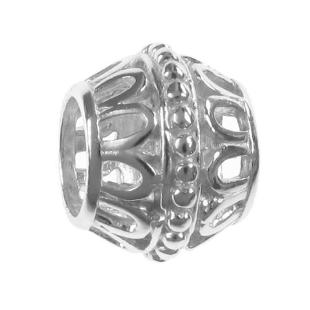 - Queenberry Sterling Silver Barrel Spacer European Style Bead Charm Fits Pandora