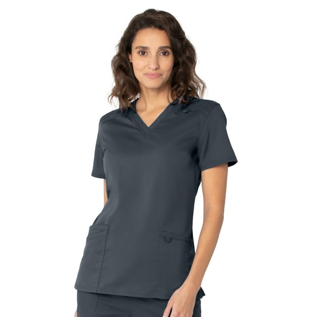 Landau ProFlex Haut de Sarrau pour Femmes : 3 Poches, Coupe Moderne Ajustée, Col en V Extensible 4169