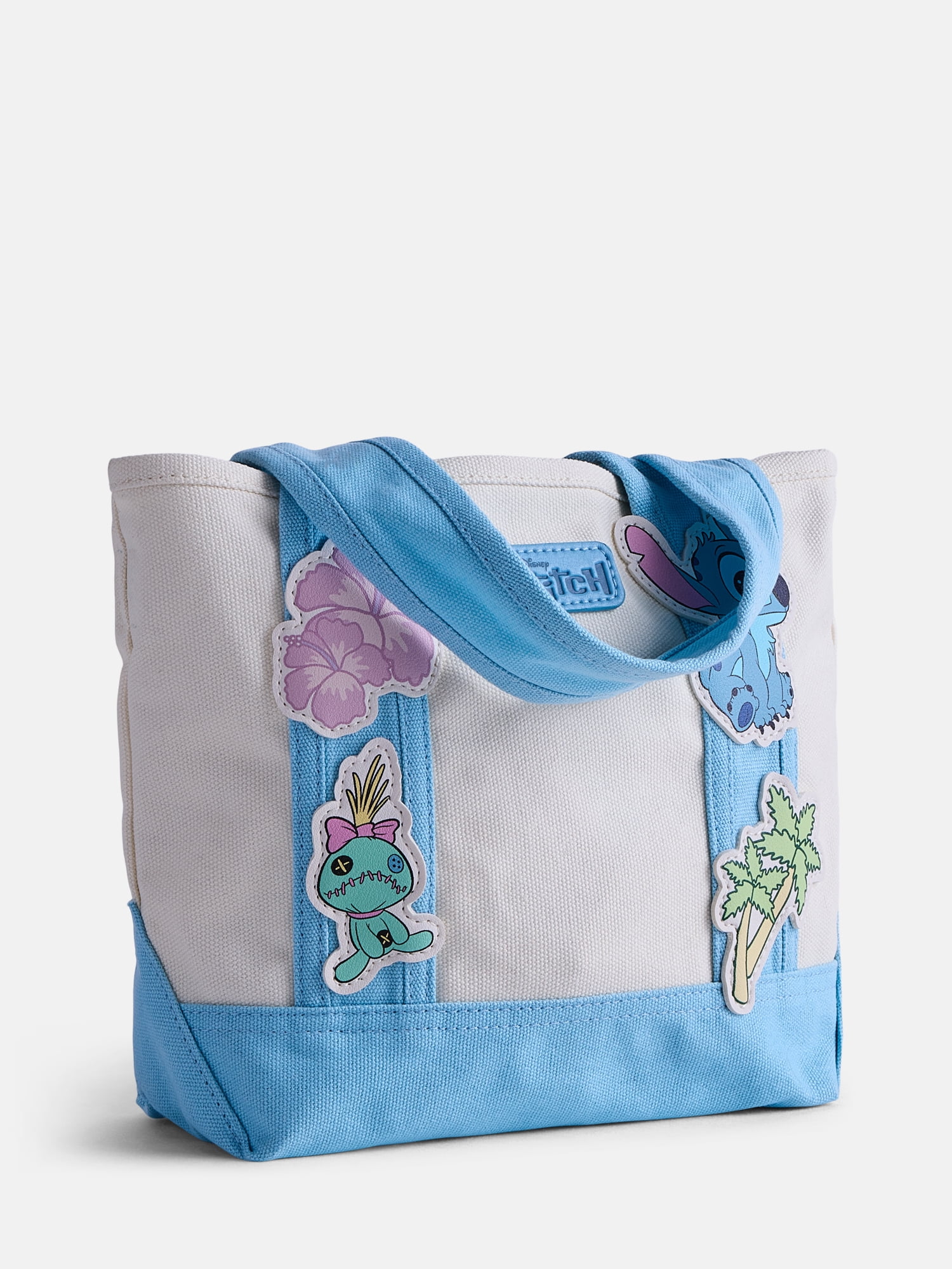 Disney Lilo and Stitch Women's Patches Canvas Tote Bag, Blue