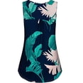 thumbnail image 4 of DYMADE Women's Summer Basic T-Shirt Floral Print Round Neck Sleeveless Pleated Tank Tops, 4 of 4