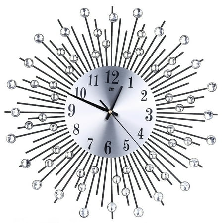 Clispeed Modern Black Metal Art Wall Clock Silent Quartz Movement Decorative Hanging Clock for Home