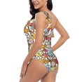 thumbnail image 4 of Sikiie Cartoon Owls 1 Print Women One Piece Swimsuits Tummy Control One Shoulder Bathing Suits Ruffle Swimwear, From S to XXL-Medium, 4 of 6