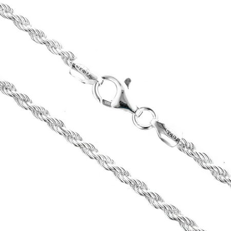 925 Sterling Silver 1.4mm Rope Italian Chain Necklace With Free Anti-Tarnish Storage (Best Way To Clean Tarnished Silver Jewelry)