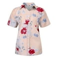 thumbnail image 4 of Birdeem Chemises d'Été pour Femmes, Hauts à Manches Courtes Col à Revers avec Boutons Imprimé Floral, 4 of 5