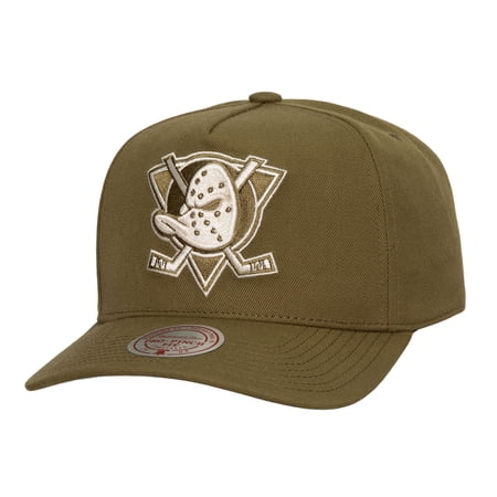 Men's Mitchell & Ness Olive Anaheim Ducks Fashion Basic Pro Pinch Snapback Hat