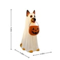 thumbnail image 3 of Halloween Decorations Indoor, Light Up Ghost German Shepherd Dog Statue, Waterproof Outdoor Resin Figure with Removable Pumpkin Candy Bucket, Warm LED Decor for Fall Halloween Party Yard Layout, 3 of 5