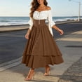 thumbnail image 5 of KICILVS Pirate Costume Women Medieval Peasant Dress Off Shoulder Button Front Layered Ruffle Skirt Cosplay Outfit, 5 of 9
