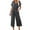 Dark Grey, variant on Women Casual V Neck Short Sleeve Button Belted Wide Leg Jumpsuits for Women Button Down Jumpsuit Capris Pant Romper with Pockets and Belt Casual Solid V Neck Short Sleeve Button Pocketed Wid