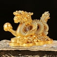thumbnail image 3 of Tnobhg 2024 Chinese Zodiac Dragon Statue Model Year of The Dragon Figurine Resin Craft Ornament Attract Wealth & Good Luck Golden/Bronze Dragon Sculpture Decoration for Office Home New Year Gift, 3 of 8