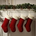 thumbnail image 7 of Christmas 3Pcs Large Christmas Stockings Knitted Xmas Stockings,18 Inch Rustic Socks Double Sided Fireplace Hanging Vintage Decorations for Family Christmas Decor, 7 of 7
