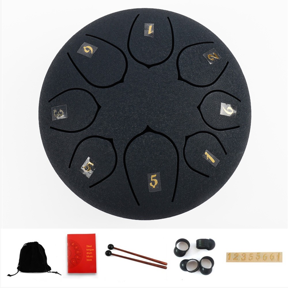 Steel Tongue Drum Set 6 Inch 8 Tune Handpan Drum Percussion Musical