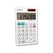Sharp EL-377WB 10-Digit Display Handheld Calculator Battery Powered, White