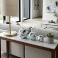 thumbnail image 2 of Coastal Orbs for Home Decor - Decorative Ceramic Stoneware Orbs for Bathroom, Office, Living Room and Shelf Display - Nautical Boho Design for Coffee Table Styling- Set of 3, 6", 5", 4", Blue & White, 2 of 13