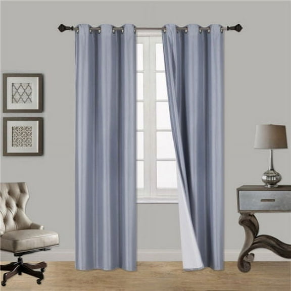 Slate Blue 1-Piece Noa Solid Blackout Grommet-Top Window Curtain Panel 37" W X 108" L