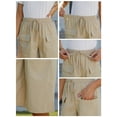 thumbnail image 5 of Fancyglim Plus Size Bermuda Shorts for Women Summer Casual Loose Comfy Knee Length Drawstring Beach Shorts with Pockets Khaki 3XL, 5 of 7