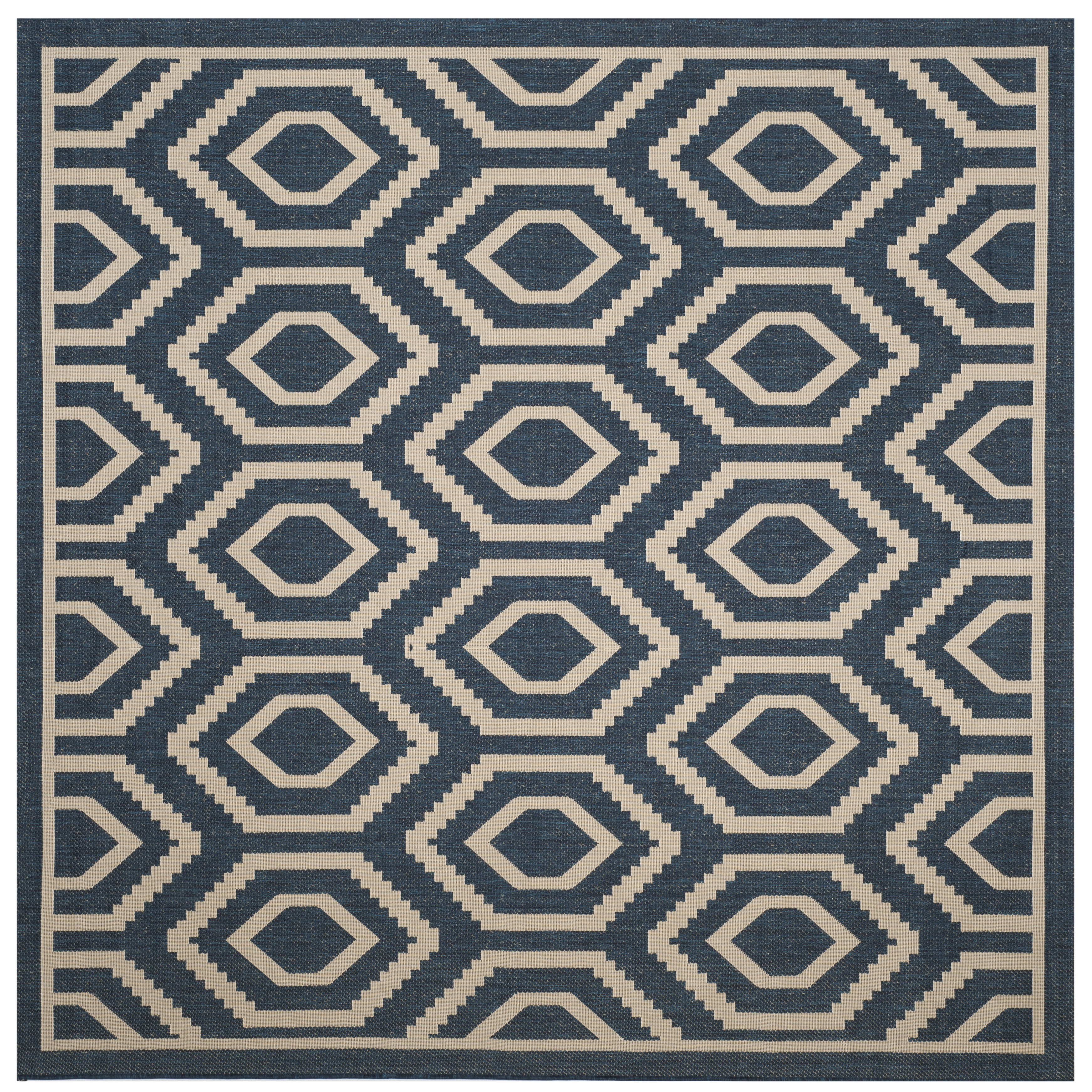 Safavieh Courtyard Amelia Geometric Indoor/Outdoor Area Rug, Navy/Beige, 4' x 4' Square