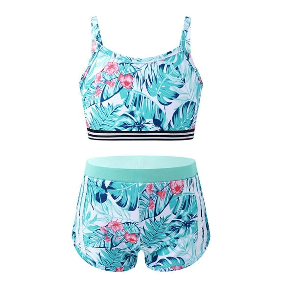 Alvivi Girls Tankini Activewear Outfit Sleeveless Crop Top Bottoms Workout Fitness Clothing 4-14