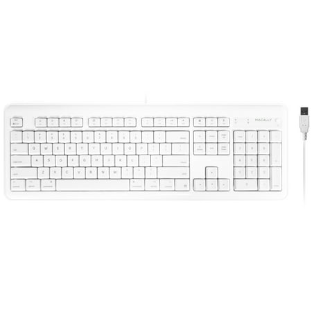 Macally Full Size USB Wired Computer Keyboard with Built-In 2-Port USB Hub - Perfect for your Mouse & 16 Apple Shortcut Keys for Mac OS, Apple iMac, Mac Mini, Macbook Pro/Air (Best Mac Keyboard Shortcuts)