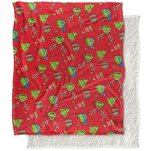TMNT Teenage Mutant Ninja Turtles Blanket, 50'x60' Christmas Pattern Silky Touch Sherpa Back Super Soft Throw Blanket