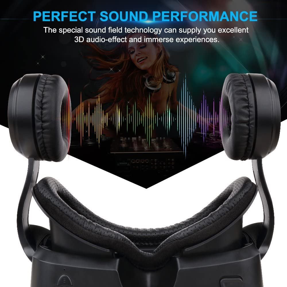 Vr Headset with Remote Controller[New Version], 3D Glasses Virtual Reality Headset for VR Games & 3D Movies, Eye Care System for iPhone and Android Smartphones