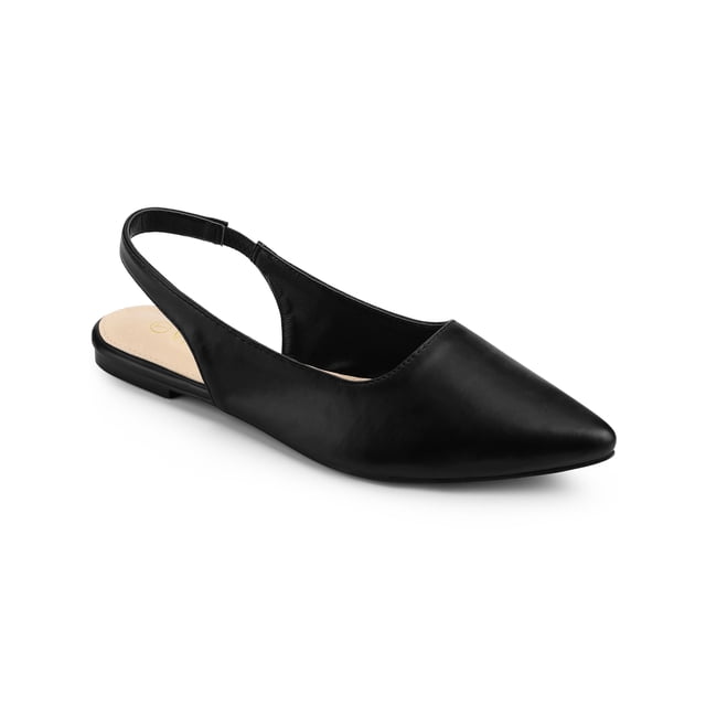 BLISSFUL STEP Chaussures pour Femmes à Bride Arrière à Bout Pointu Chaussures Plates Noires 6
