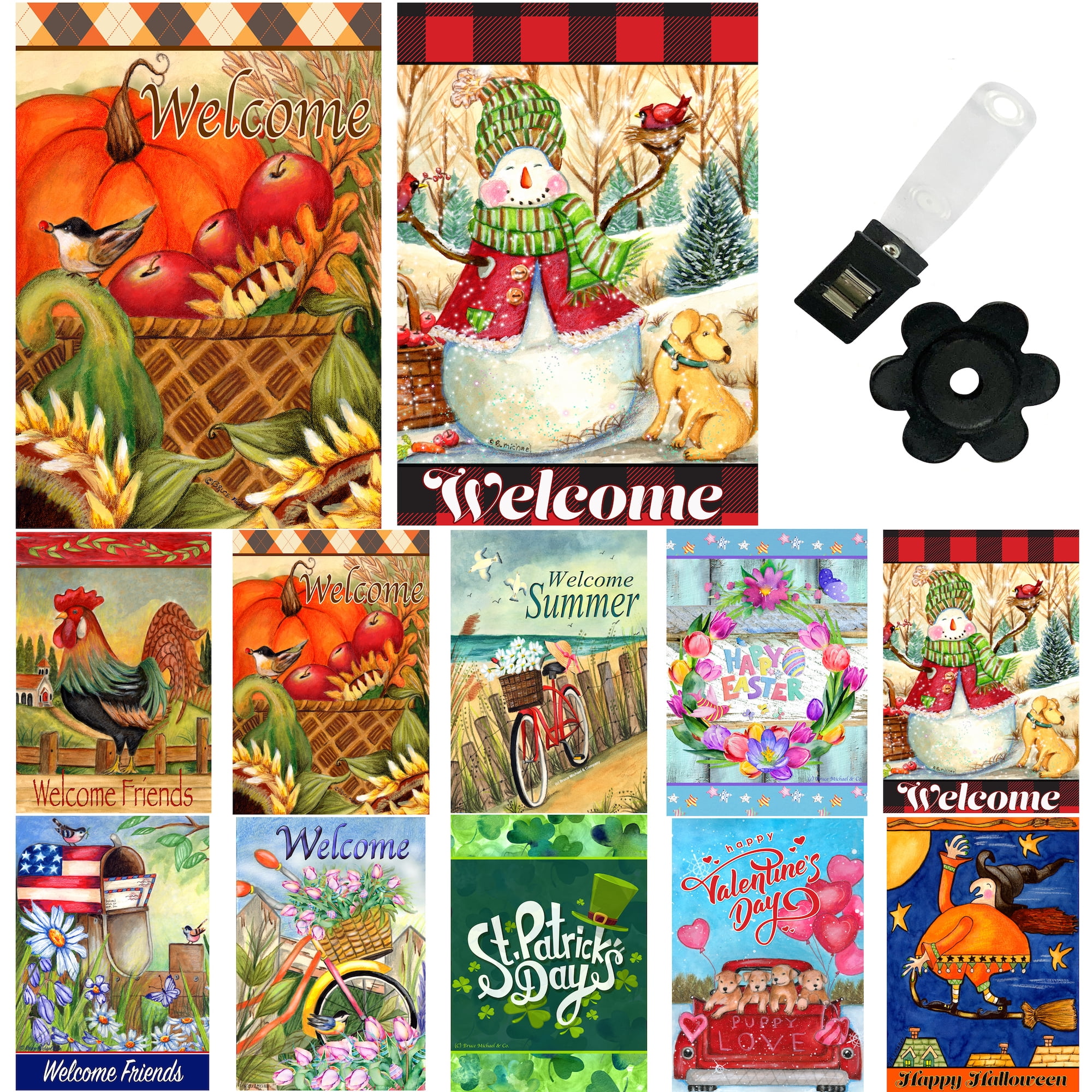 Seasonal Garden Flag Set of 10 - 12 x 18 inch Yard flag Decorations