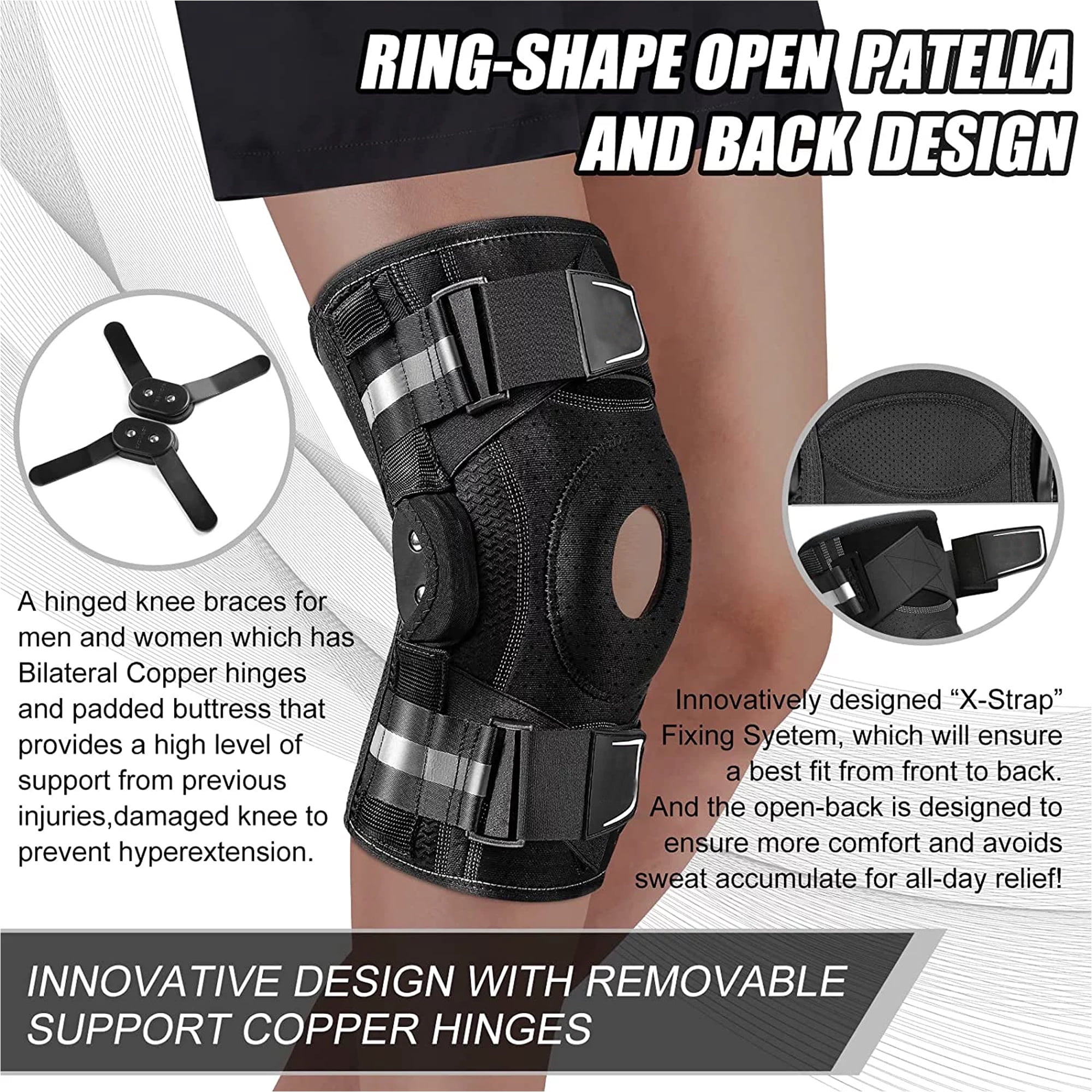 Daretodo Hinged Knee Brace for Men Women,Knee Brace for Men,Knee Brace for Women,for Post-Op Recovery and Injury Rehabilitation, Meniscus Tear, ACL, PCL(2XL)