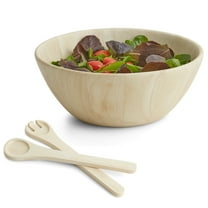 Woodard & Charles Whitewash Salad Bowl with Servers - 3 Piece Set