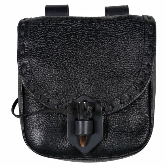Mythrojan Medieval Leather Pouch Viking Renaissance Belt Bag Cosplay Costume Accessory LARP Waist Bag for Men Women- Black