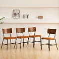 thumbnail image 5 of KEIVVAKN Industrials Dining Chairs Walnut Wooden Curved Backrest Side Chairs Armless Metal Legs for Kitchen Dining Living Room(Orange,4), 5 of 8