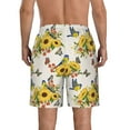 thumbnail image 3 of KLL Bird Sunflowers Men's Casual Summer Beach Shorts Hawaiian Shorts with Pockets-3X-Large, 3 of 5