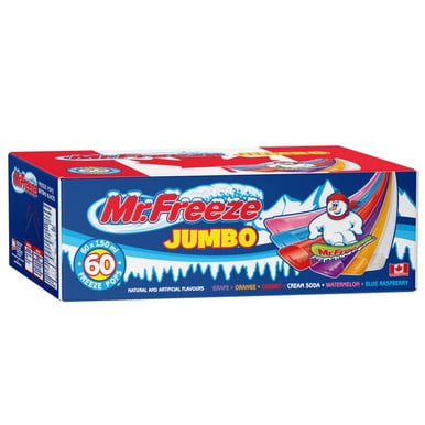 Mr Freeze Jumbo Freezies Popsicles Pops Variety Pack 60 x 150ml - Refreshing Treats | Perfect for Summer Days