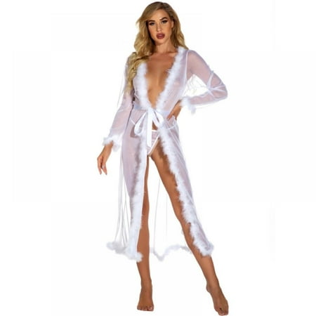 

Lovegab Lingerie for Women Sexy Long Lace Dress Sheer Gown See Through Kimono Robe