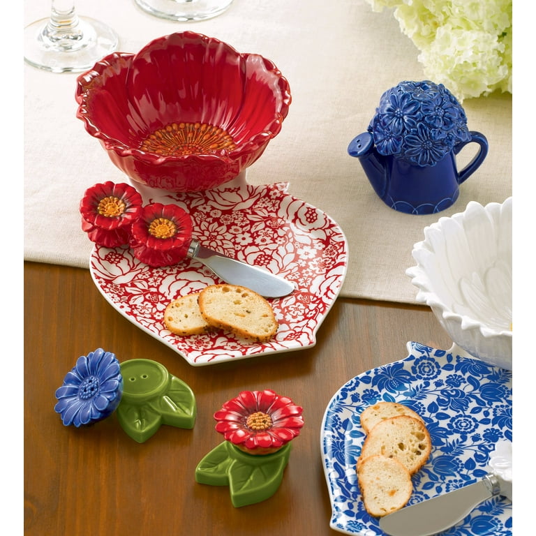 Grasslands Road American Bloom Ceramic Appetizer Tray with Floral