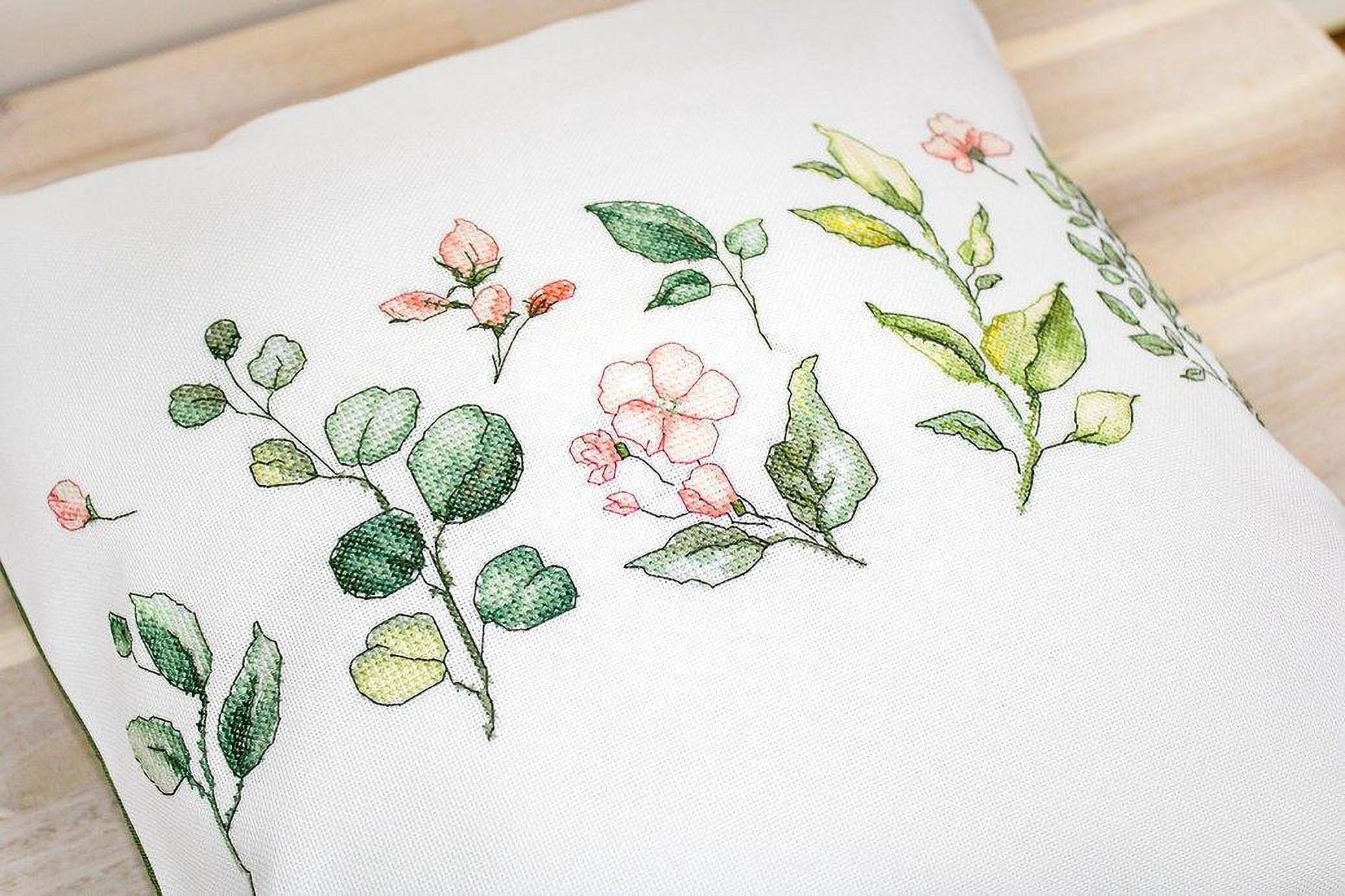 Luca-S Floral Sprigs Pillow Cover Counted Cross-Stitch Kit