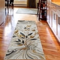 thumbnail image 3 of Ambesonne Leafy Art Decorative Rug Carpet, Marble Look Leafy Stripes, 2' 5" x 7' 5", Ivory Dark Mustard Grey, 3 of 3