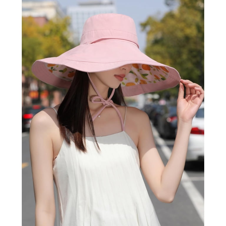 Women Wide Brim Summer Sun Hat Wired Edge Beach Bucket Fishing Hats Pink Wide Brim Women Sun Hat Summer Beach Bucket Fishing Hats  main image 2