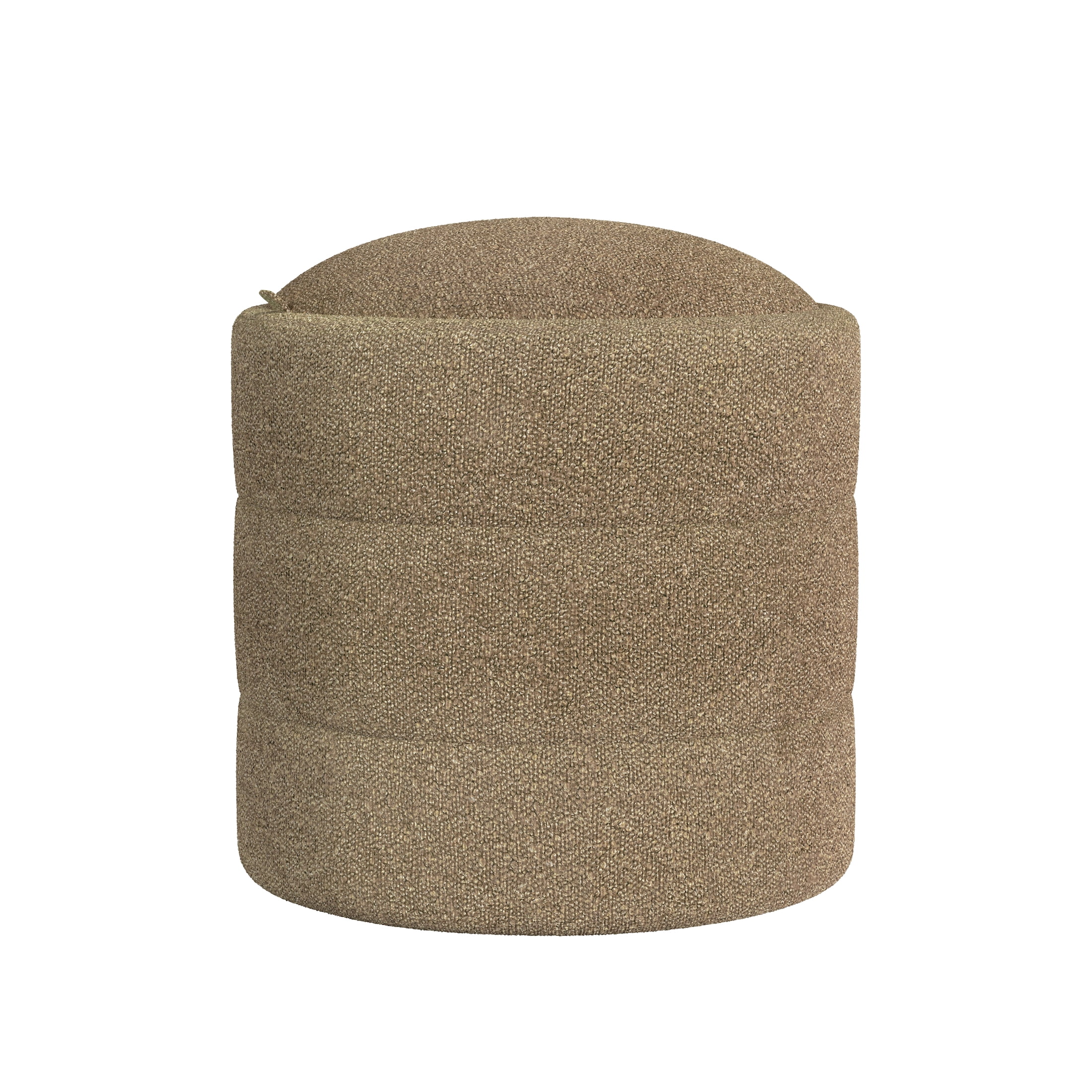 HomePop Round Storage Ottoman, Brown Boucle