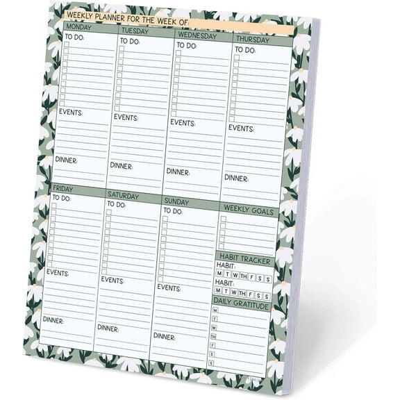 Weekly Planner 2025 Notepad - Undated Planners to-do List, 52 Tear-off Pages Habit Tracker, 8.5” X 11 Notepads for Work, Productivity Organizer Daily Planner for Home, Office & School
