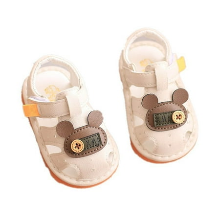 Uaswgudfs Baby Boys Girls Squeaky Shoes Anti-Slip Soft Rubber Sole Sandals Closed Toe Flats Shoes First Walkers  0-15M