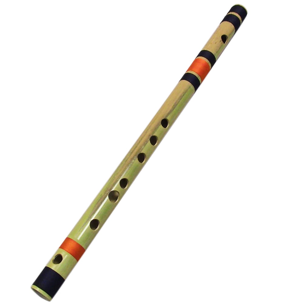 Zaza Percussion- Professional Scale E Middle Flute 15'' Inches Polished Bamboo Bansuri Flute (Indian Flute) With Carry Bag