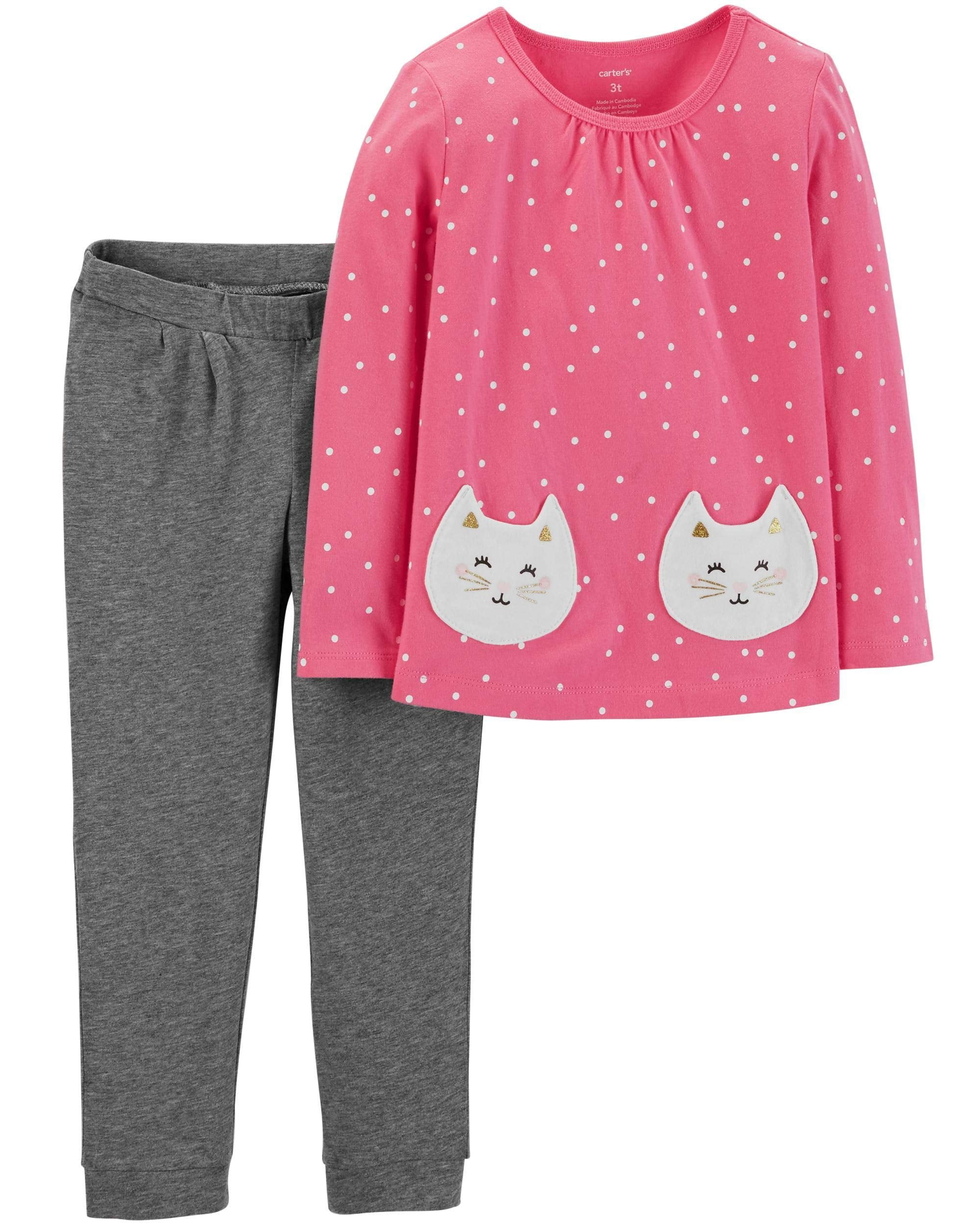 Carter's Infant Girls 2 Pc Long Sleeve Shirt & Leggings Set  NWT 3M   Pink* 